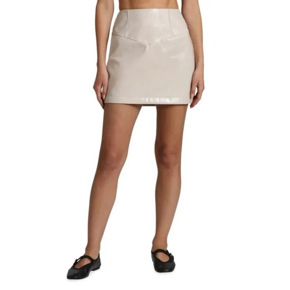 Women's Avec Les Filles Faux Leather Mini Pencil Skirt Oyster L New With Tags